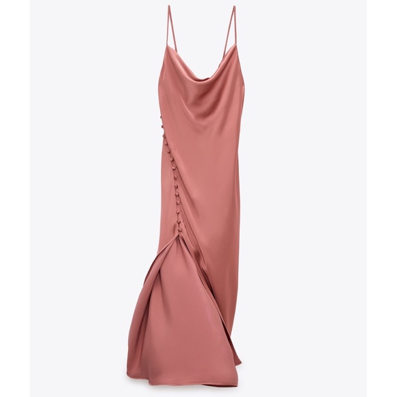 Zara Neutral Barbie Pink Lingerie Style Long Dress Medium BNWT - Picture 7 of 16